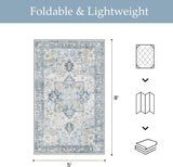 Outdoor & Indoor Area Rug 5'x8', Waterproof, Non-Shedding, Easy Cleaning, Boho Mat for Patio, Living