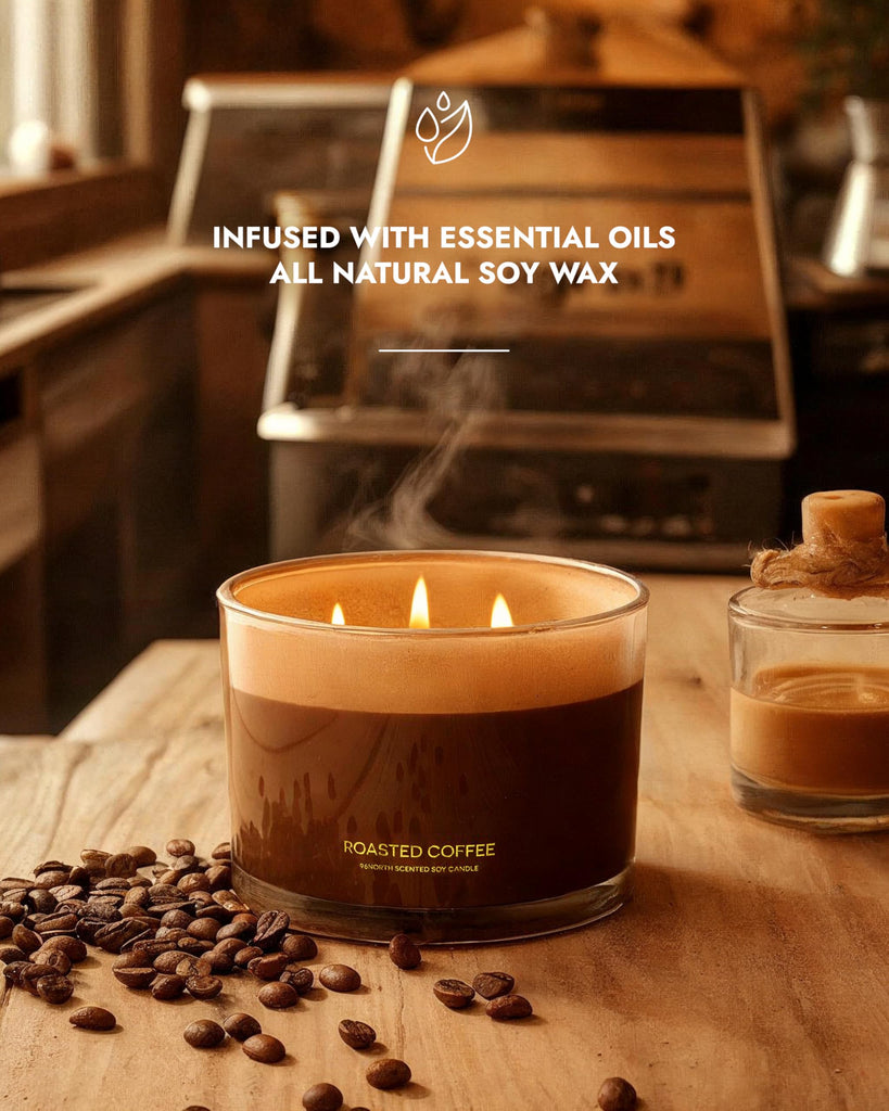 Luxury Coffee Soy Candle | Large 3 Wick Jar Candle | Up to 40 Hours Burning Time | 100% Natural Soy Wax