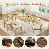 59"-75" Extendable Dining Room Table for 4-6, Modern Wood Dining Table for Small Spaces, Kitchen, Space Saving Hidden