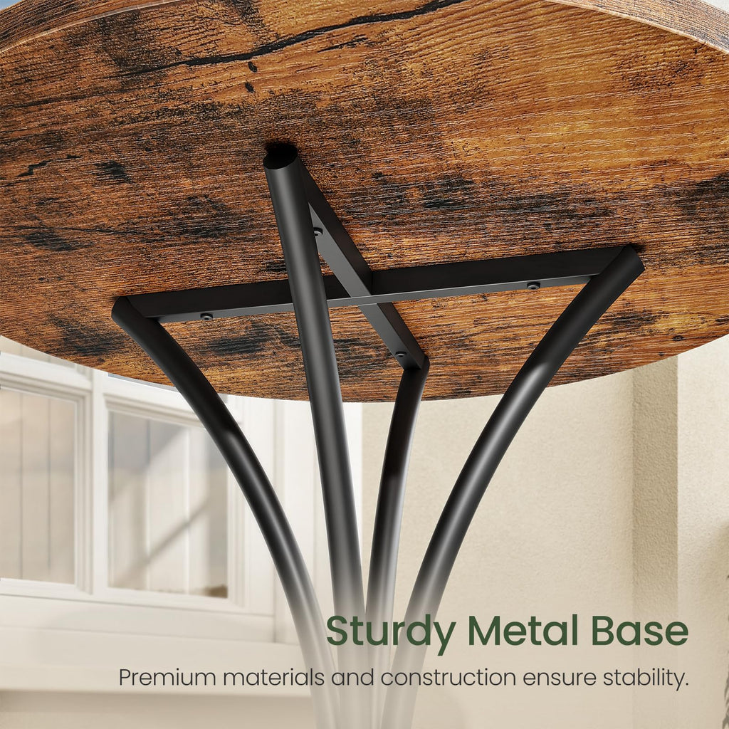 Bar Table, Round High Top Table, Home Counter Height Table, Pub, Bistro, Living Room, Meeting Room, Rustic Brown and