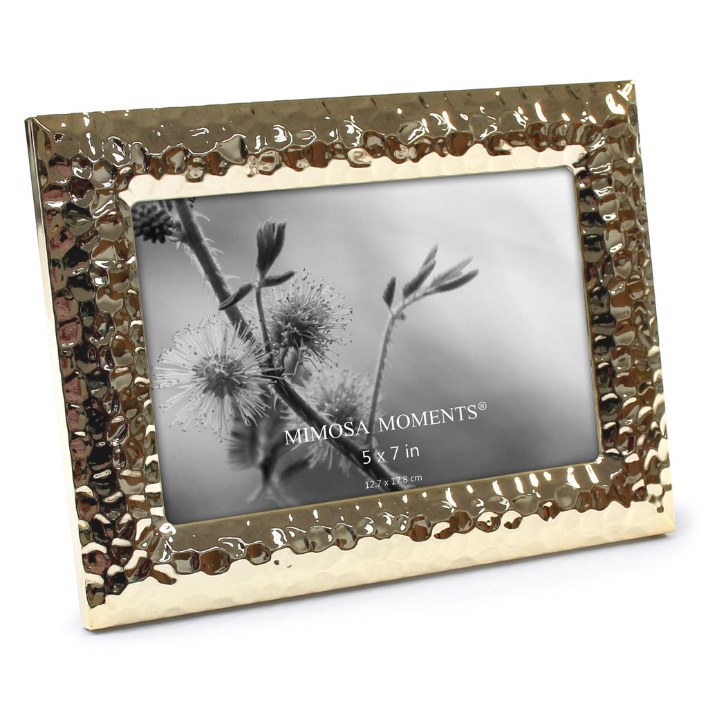Hammered Brass tone Metal 5x7 Picture Frame