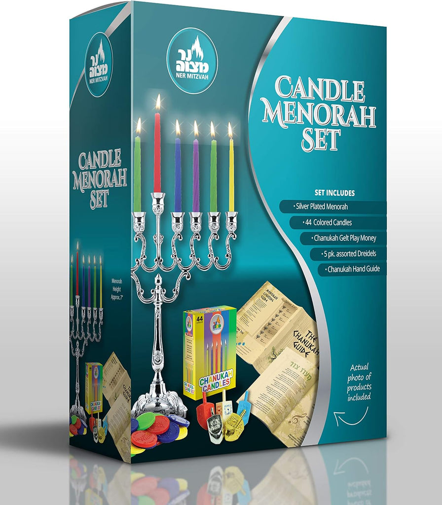 Hanukkah Candles Dreidels, Chanukah Guide Complete Set - Metal, Standard Version
