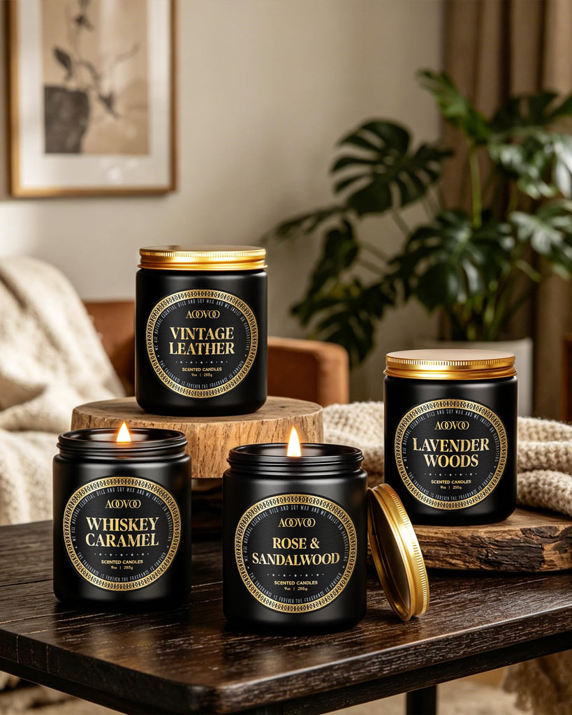 Scented Candles for Men - 4 Pack Candles Scented, Giftable