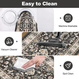 Washable Runner Rug, 2x10 Non-Slip Vintage Farmhouse Hallway Runner Rug with Rubber Backing, Boho So