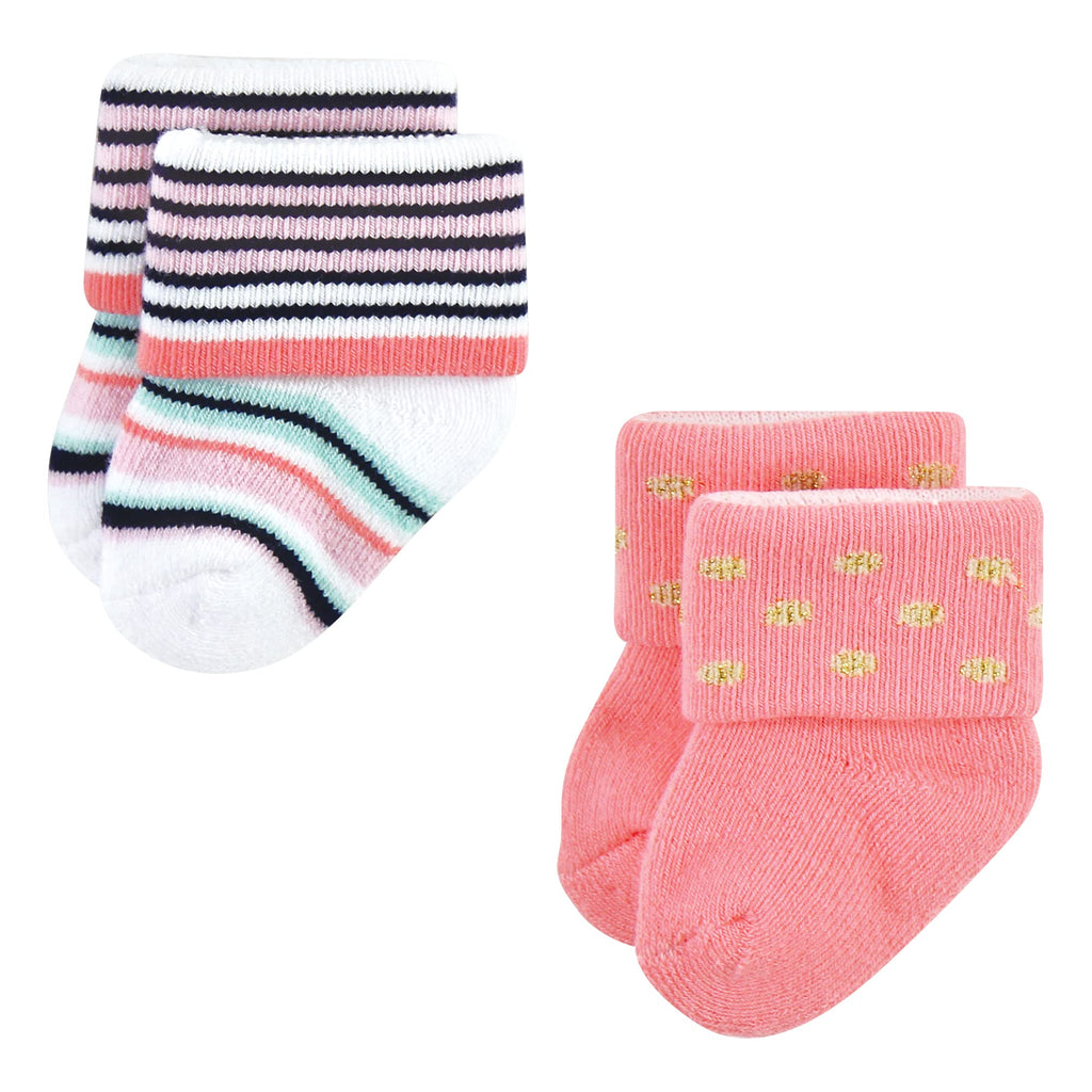Unisex Baby Newborn Socks, Coral Sparkle