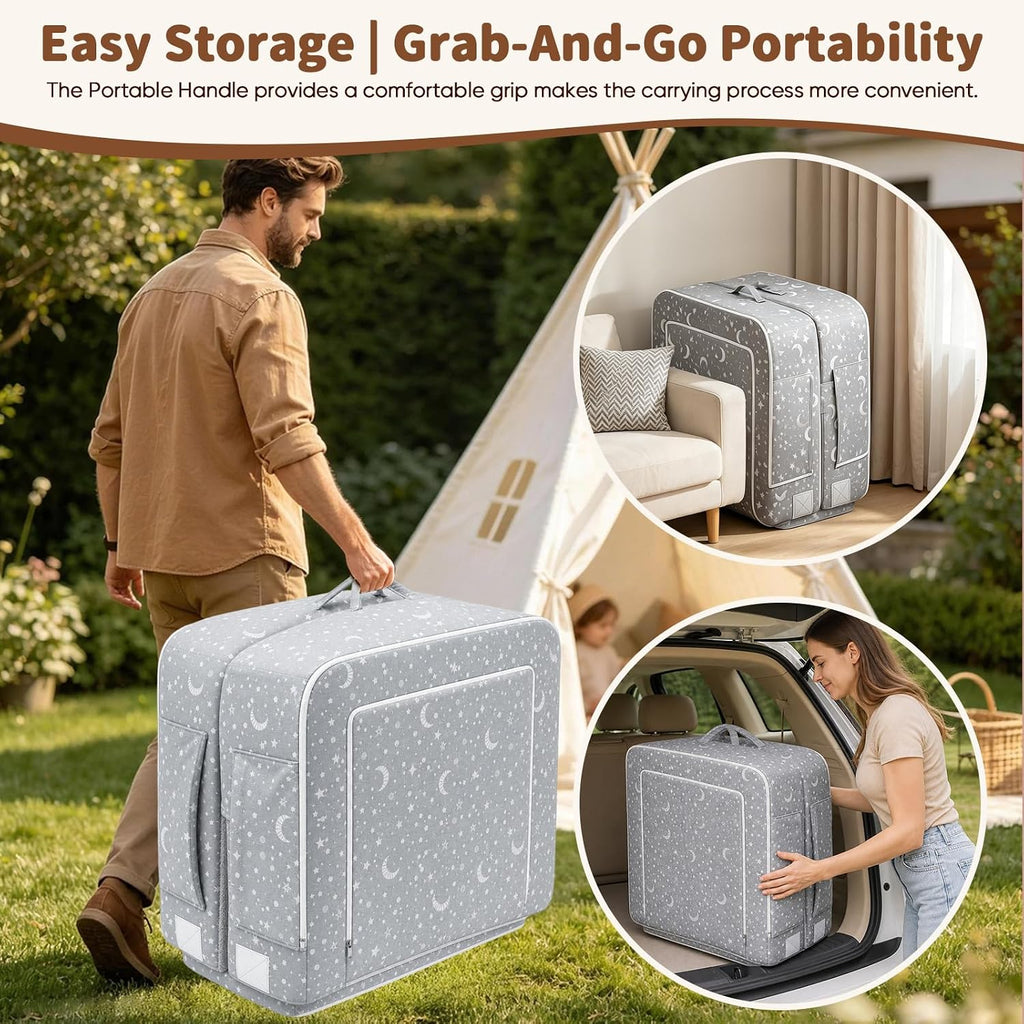 Portable Toddler Travel Bed No Assembly, Foldable Kids Toddler Floor Bed