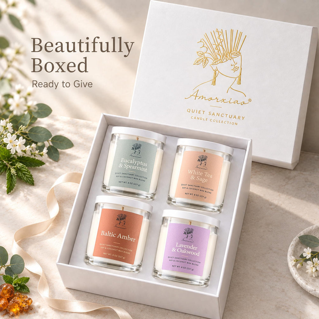 Scented Candles Gift Set, 4 Pack Glass Jars, 32 Oz Total