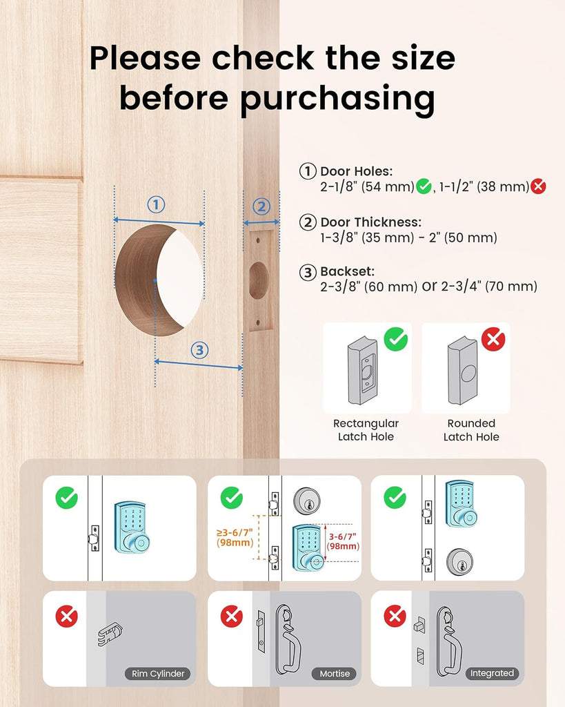 Keyless Entry Door Knob Electronic Digital Keypad Lock Matte Black 1Pack