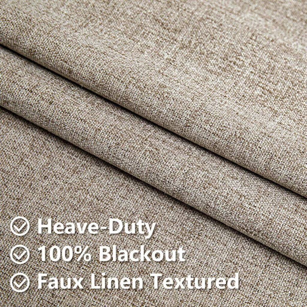 100% Blackout Curtains 96 Inches Long 2 Panels Set, Beige Curtains, Black Out Thermal Insulated Grommet Drapes