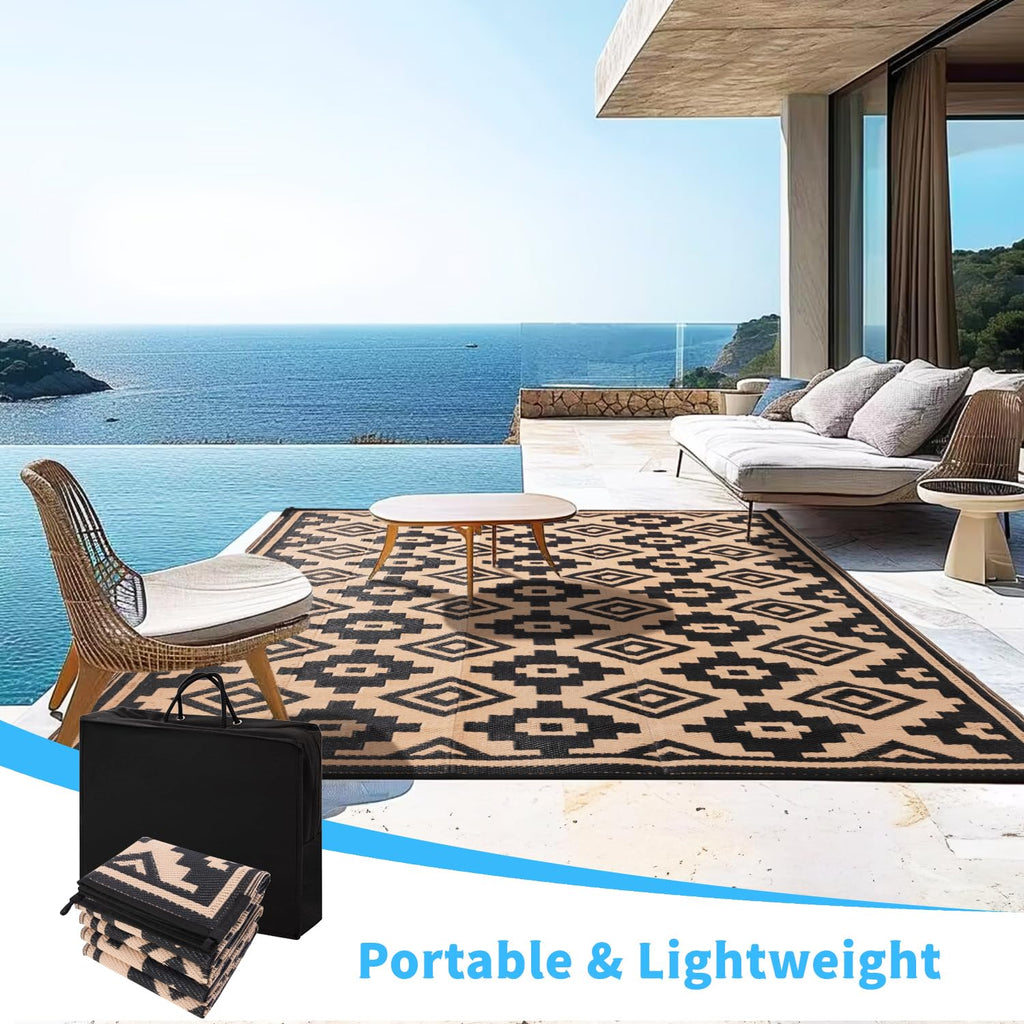 9x12 ft Outdoor Rug, Modern Waterproof Area Rug