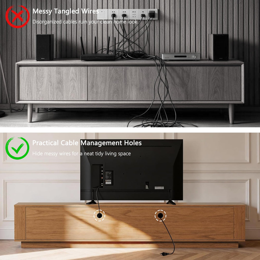 86.61" Mid Century TV Stand, Walnut Fluted Entertainment Center for 85" TV