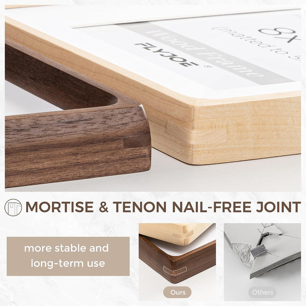 Picture Frame, USA-Sourced Hardwood Photo Frame, Maple, 24 x 36 | Mortise&Tenon Joint, HD Tempered Glass, Bevel