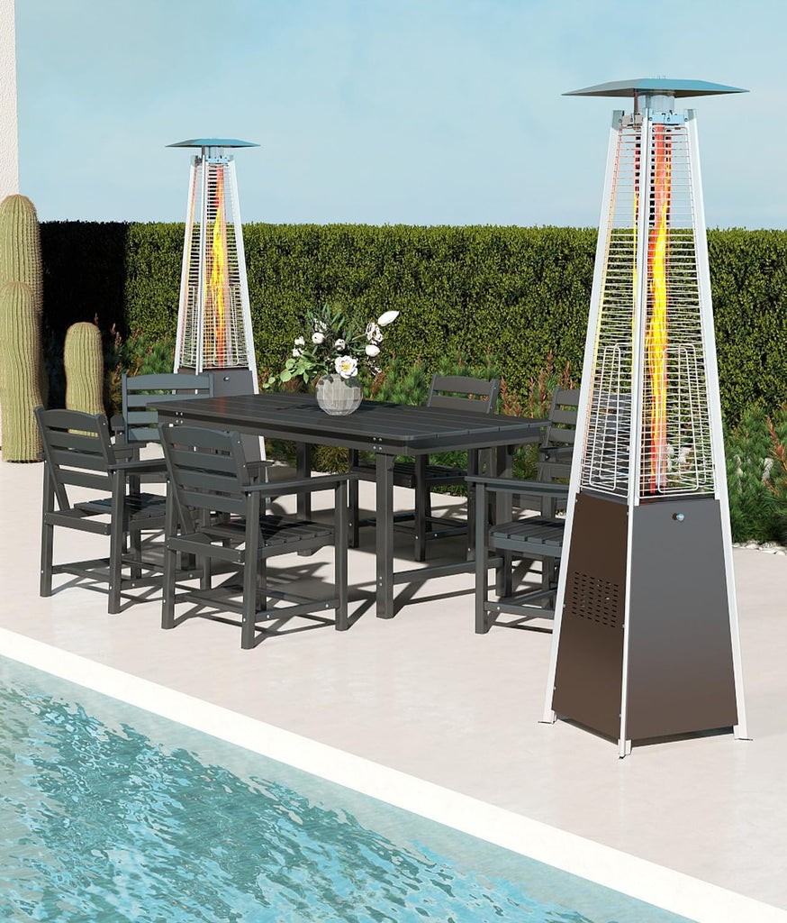 48,000 BTU Pyramid Patio Heater with Wheels, Cover, Hammered Bronze | Triple Safety Protection Propane Heaters