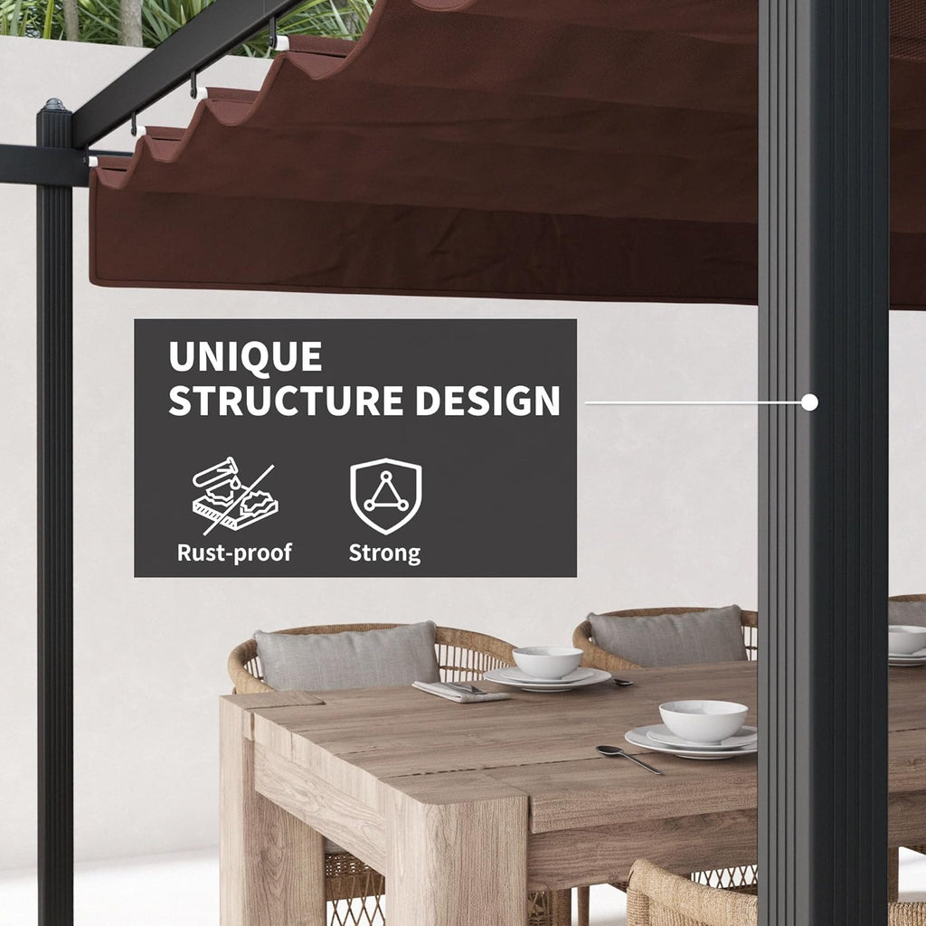 13' x 13' Retractable Pergola Canopy with Stronger Aluminum Frame, Outdoor Pergola Sun Shade Shelter for Garden, Patio