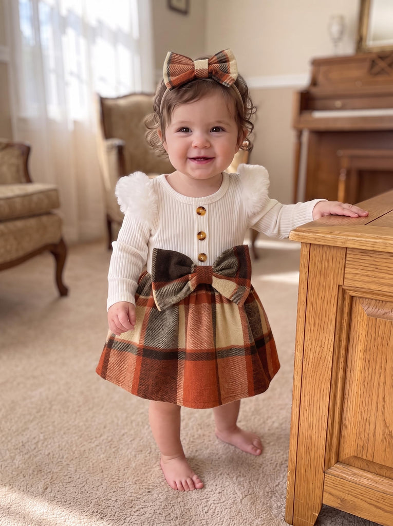 Toddler Baby Girl Plaid Dress Fall Winter Outfits