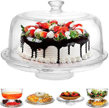 Extra Large (12") 6 in 1 Acrylic Cake Stand with Dome Lid Multifunctional
