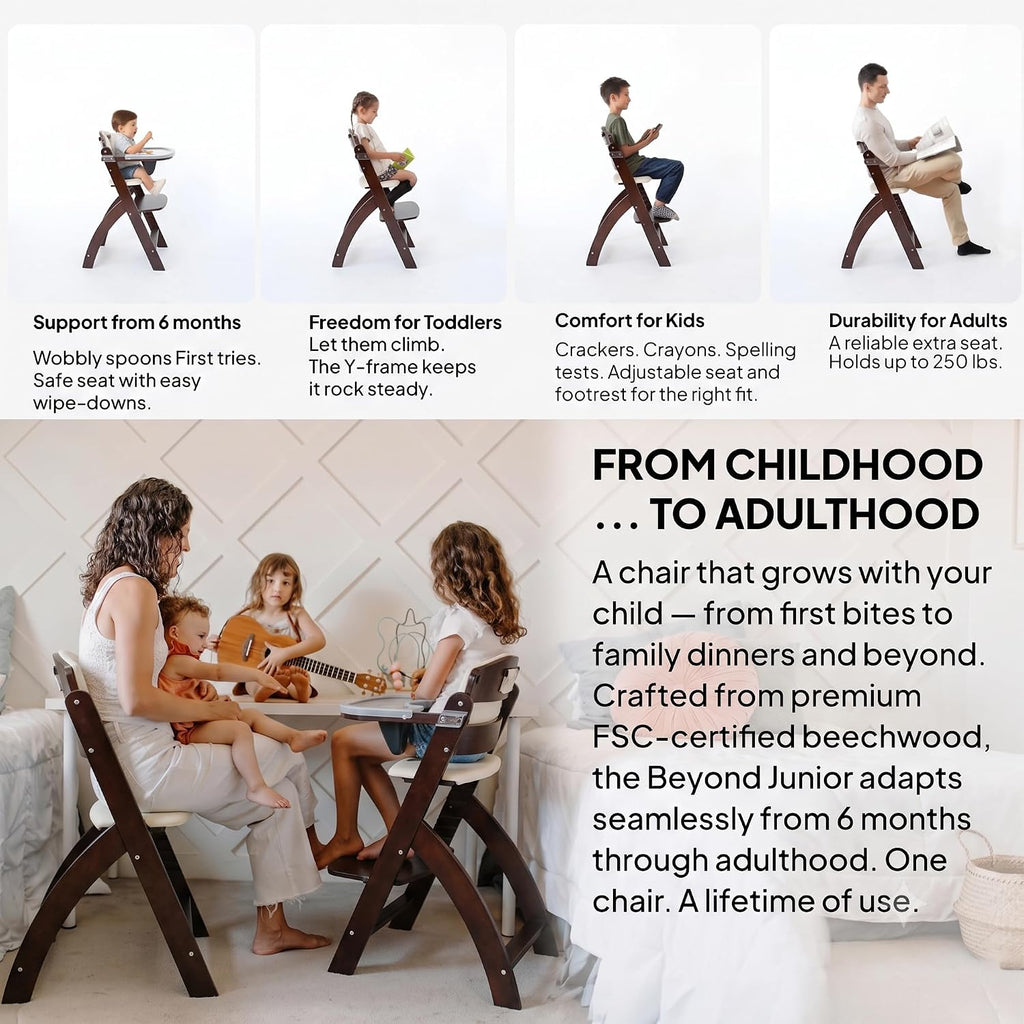 Beyond Junior Convertible Wooden High Chair with Removable Tray