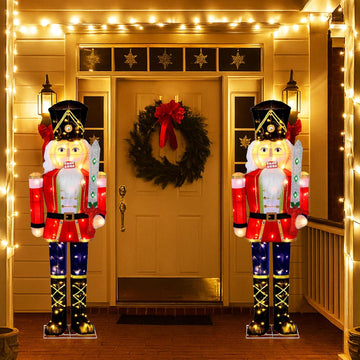 5 FT Christmas Lighted Nutcracker Holding Glitter Sword Decoration