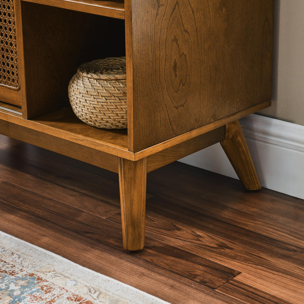 Mid Century Modern Small Rattan Sideboard Buffet Storage Cabinet