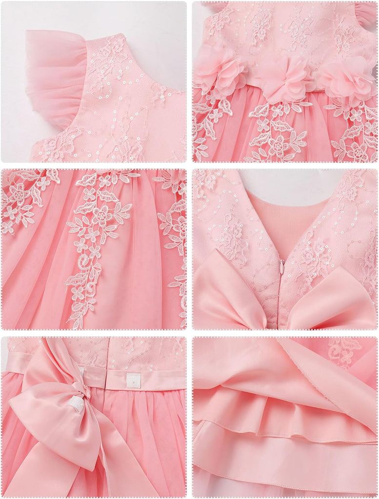 Castle Toddler Flower Girl Dress Princess Lace Tulle Dresses