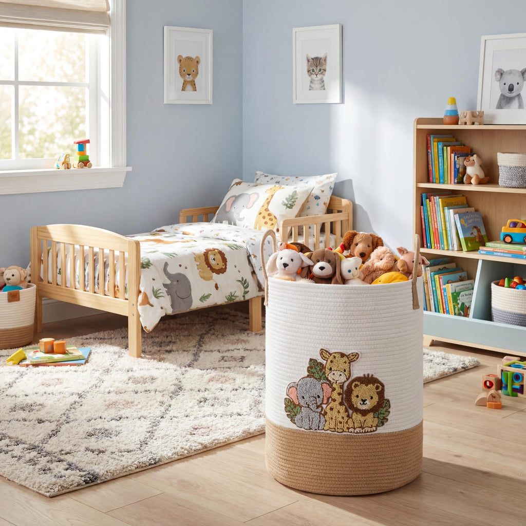 Jungle Animals Nursery Hamper Cotton Rope Basket