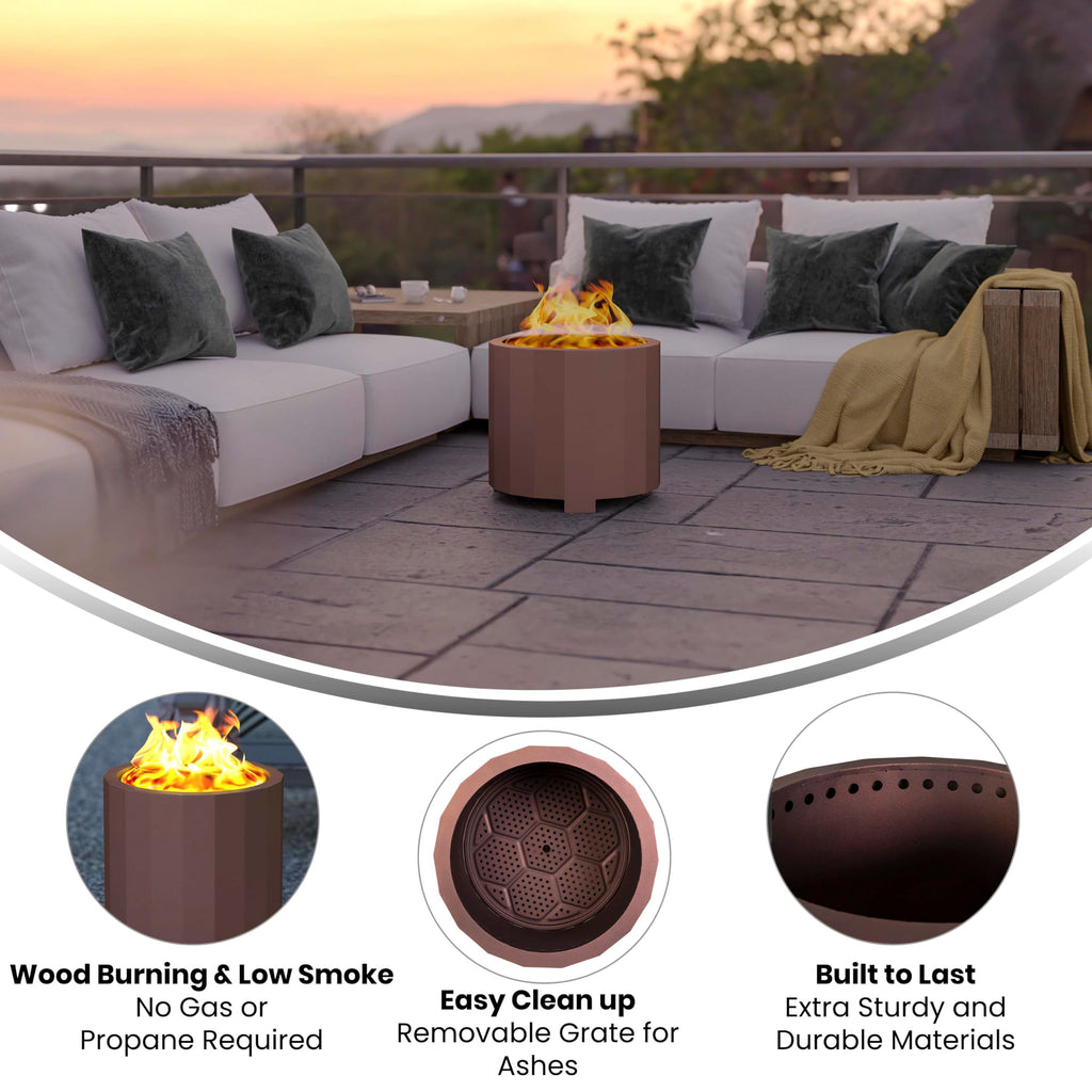 Titus Commercial Grade Wood Burning Smokeless Outdoor Firepit - Bronze Finish - 19.5 inches - Portable - Waterproof