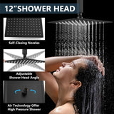 Ceiling Mount Shower System Rain Shower Head with Handheld Spray High Pressure Shower Faucet Set Rough-in Valve Shower
