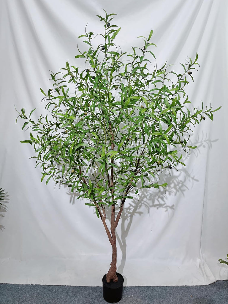 6.5 Ft Artificial Olive Tree - Tall Fake Plants, Realistic Faux Indoor Plants with Pot, Decorative Trees & Foyer Decor