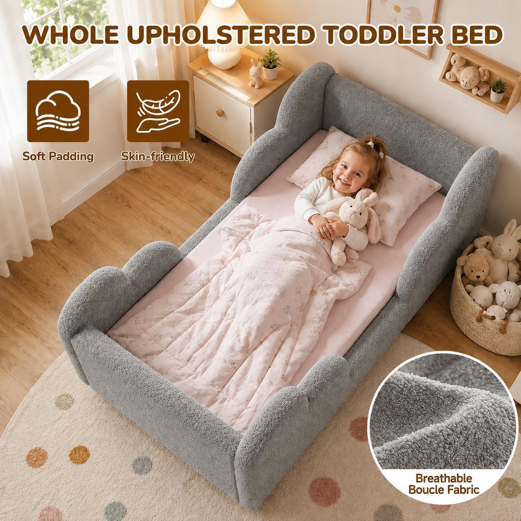 Toddler Bed, Toddler Floor Bed, Crib Size Montessori Bed, Grey