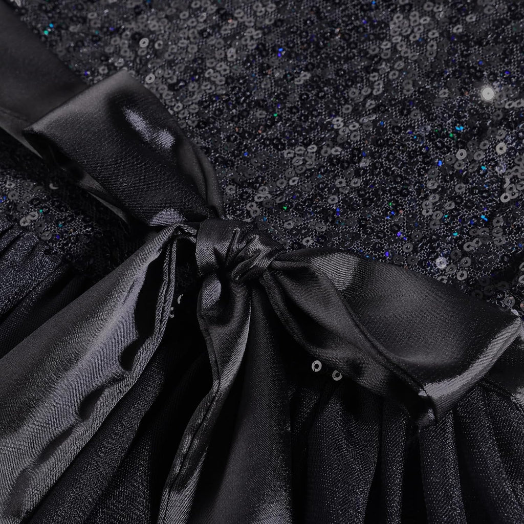 Girls Sequin Tulle Halter Dress Party Formal Gown