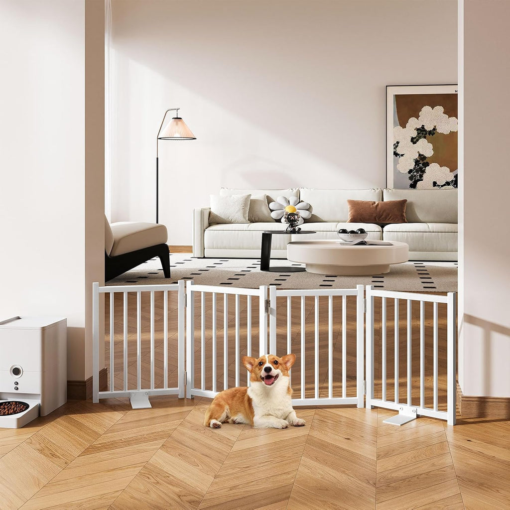 Short Dog Gate Indoor, 16" High Freestanding Small Dog Door Gates with Support Feet, Expands Up to 48'' Wide Foldable