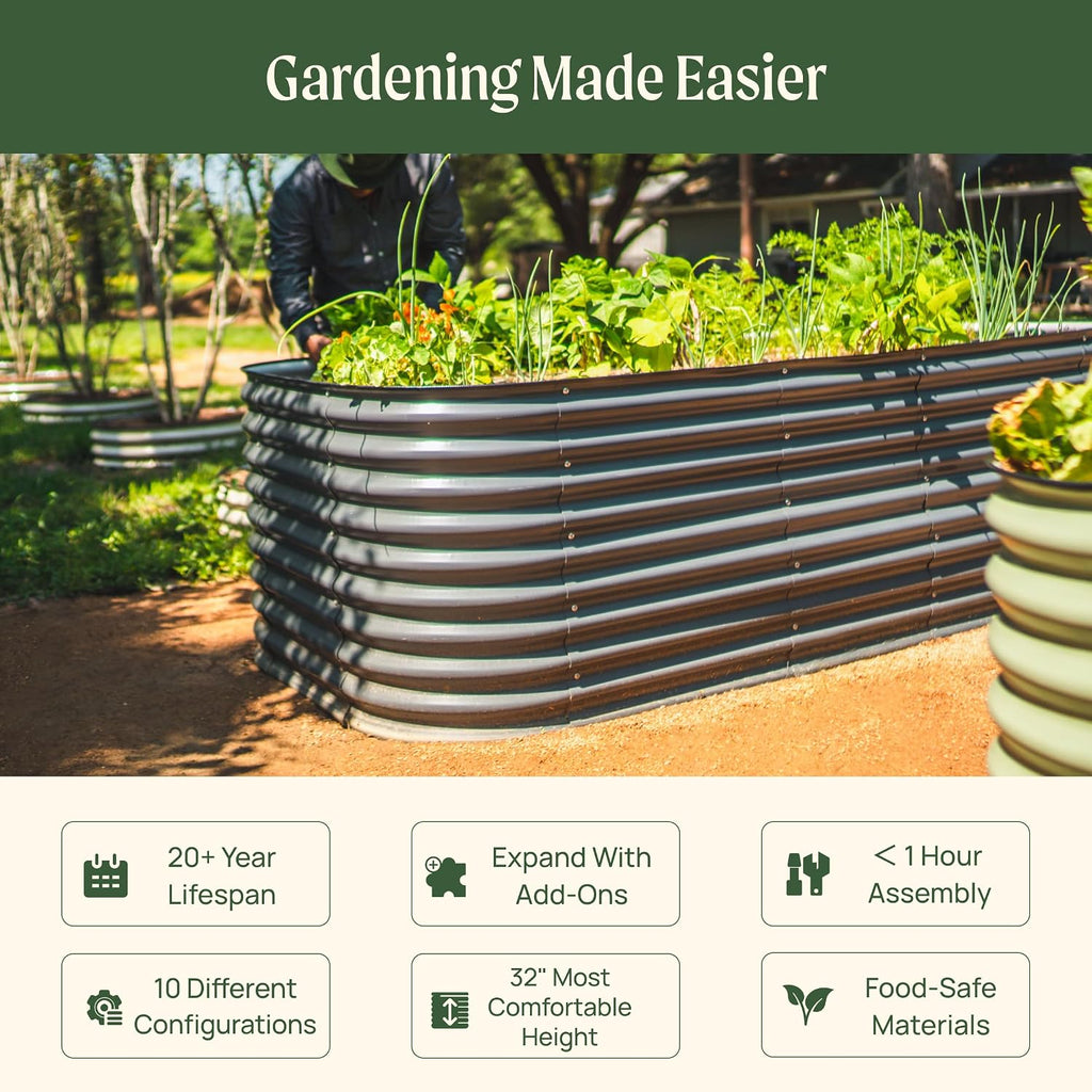 32" Extra Tall Raised Garden Bed Kits, 4 x 8 x 2.7ft Raised Planter Box Outdoor, 2.5 x 9.5 x 2.7ft Deep Root 10 in 1