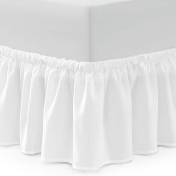 Queen Bed Skirt, Ruffled Wrap-Around, 15" Drop, White