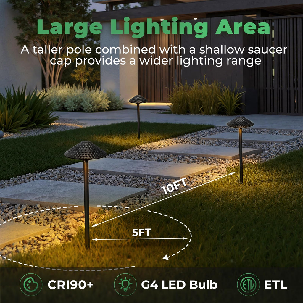 Low Voltage Landscape Lighting, 12V Hammered Path Lights 4 Pack