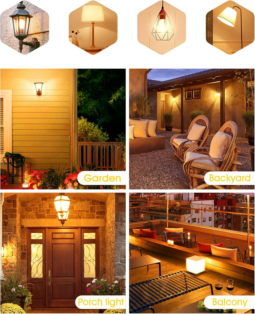 Yellow LED Bug Light Bulbs Outside, Amber Warm A19 LED 60W Equivalent Bulb