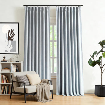 Natural Pinch Pleated Linen Full Blackout Curtains (Set of 2 Panels)