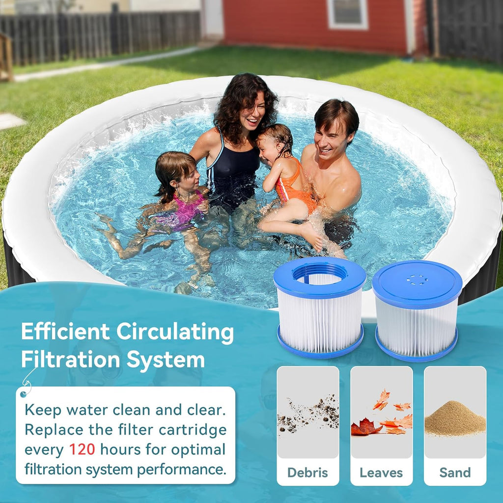 Inflatable Hot Tub with LED Lights, 2-4 Person Round Portable Blow up Hot Tub, Leak-Proof PVC Outdoor Spa with 120
