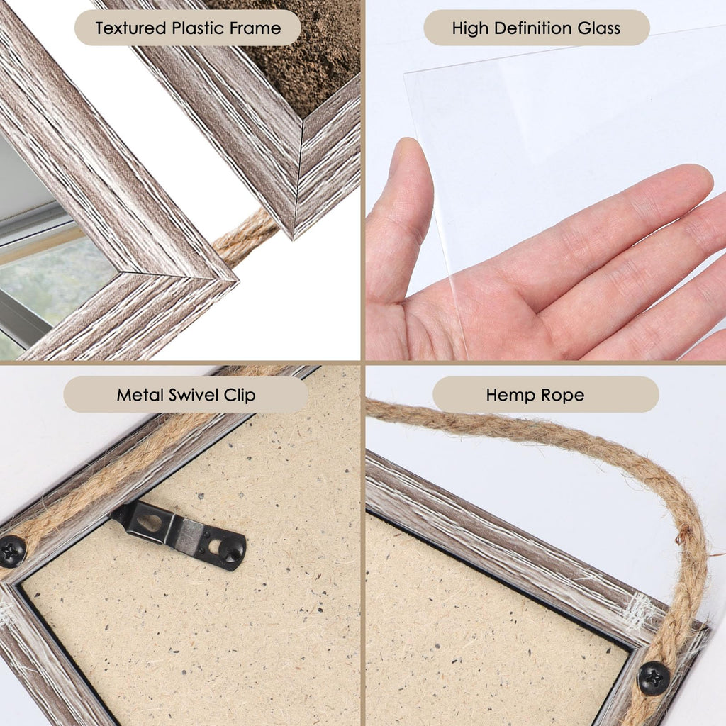 4x6 Collage Picture Frames, 6 Openings Vertical Hanging Photo Frame Set of 2, 4 by 6 inch Multi Picture Frames for