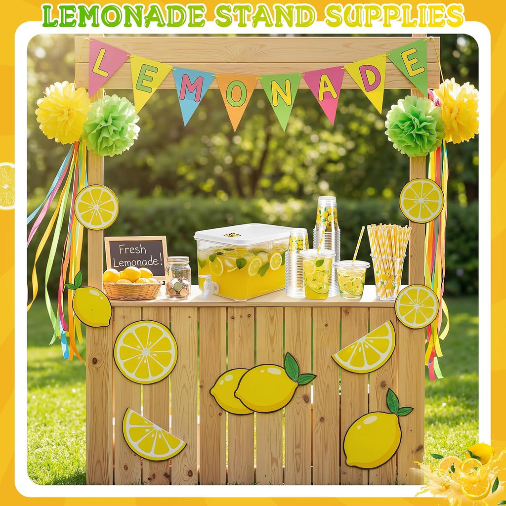 Lemonade Stand Supplies Kits Include 1.3 Gallon Clear Plastic Drink Dispenser with Spigot 100 Set Lemonade Cups - Set of 2