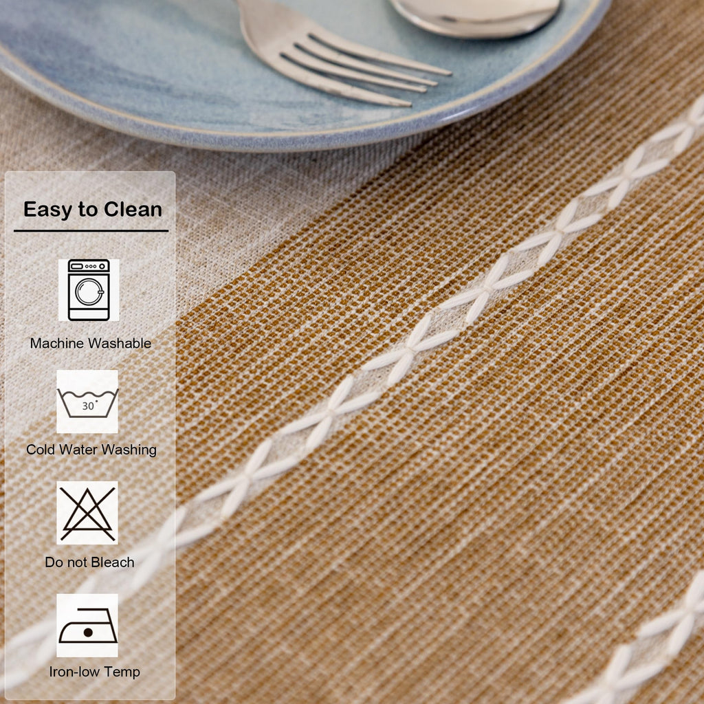 Waterproof Cotton Linen Washable Round Tablecloth 52 Inch Coffee