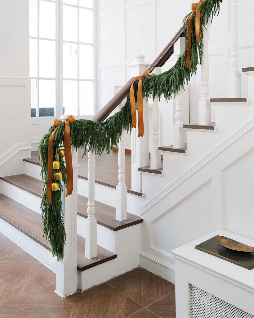 6ft Christmas Garland with Lights, Norfolk Pine Garland, Realistic