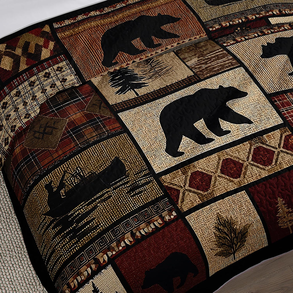 Retro Cabin Quilts, Country Bedding with 2 Pillowcases.