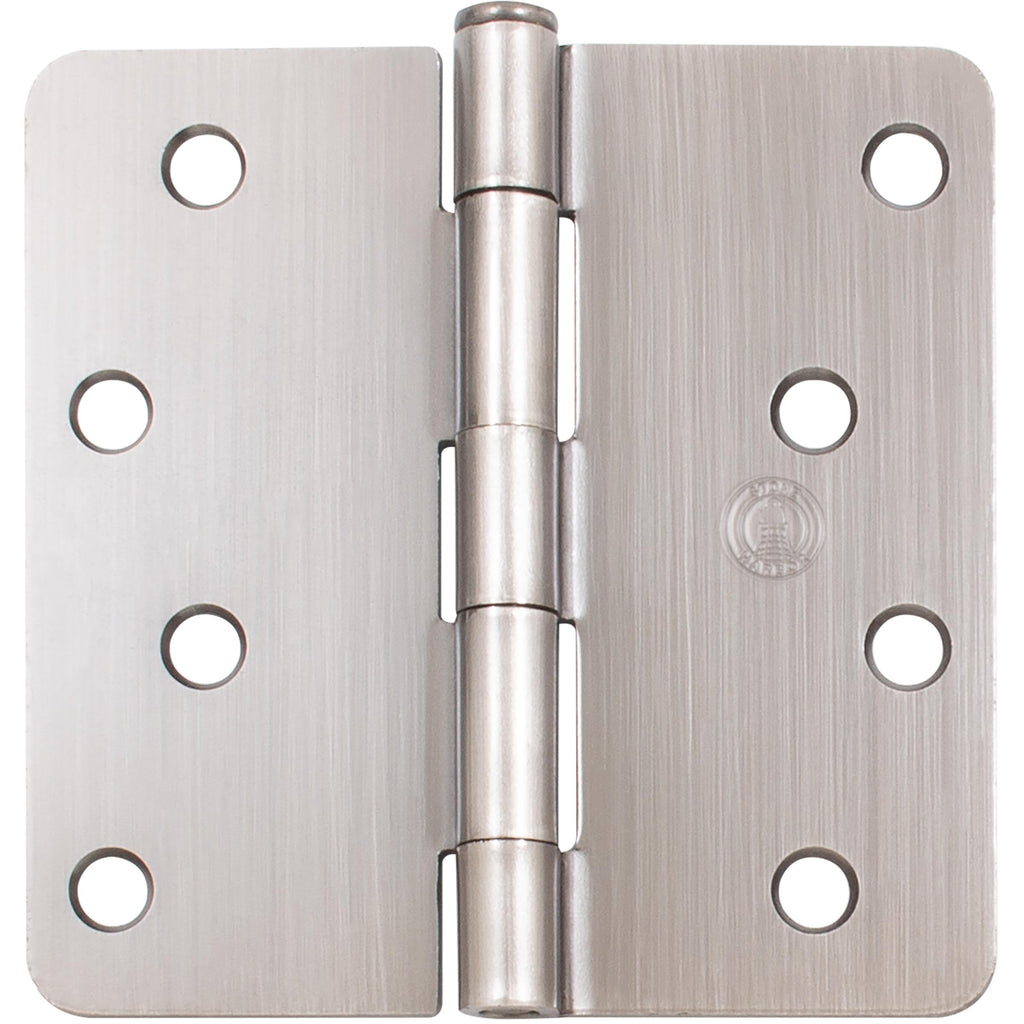 4" Door Hinges, 1/4" Radius Corner, Antique Nickel, 2-Pack