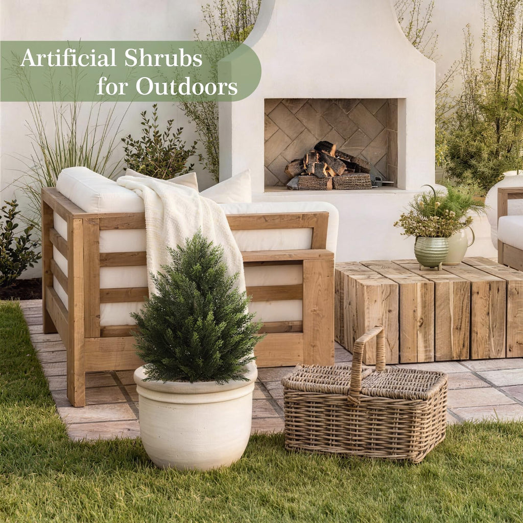 2FT Artificial Cedar Trees Set of 2 for Outdoor Front Porch