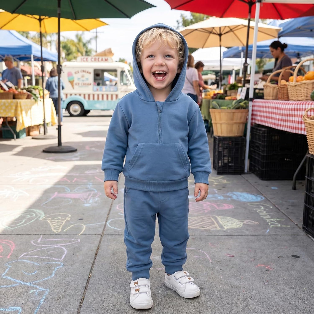 Toddler Baby Boy Clothes Zipper Hooded Sweatshirt Jogger Pants Set