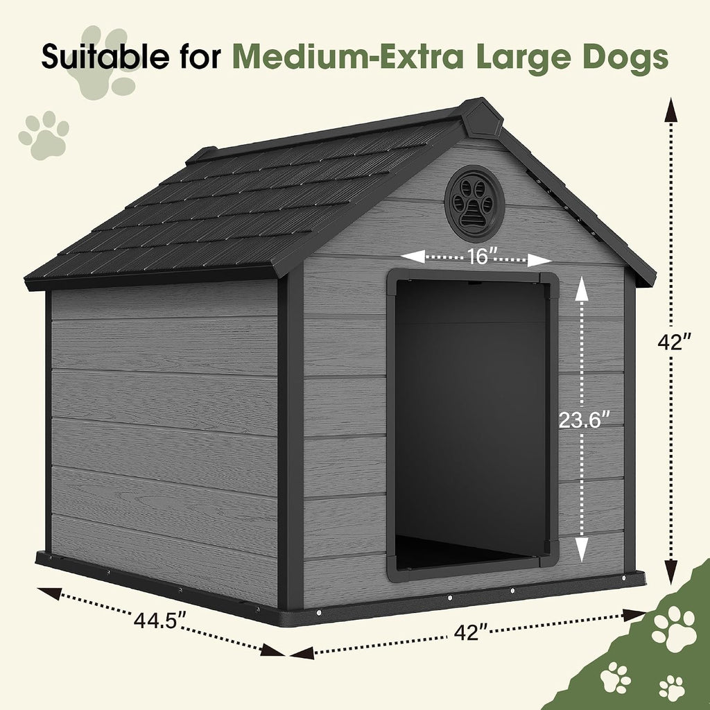 Extra-Large Giant Dog House Outdoor Indoor for Large Dogs Durable Plastic Waterproof Doghouse with Air Vents