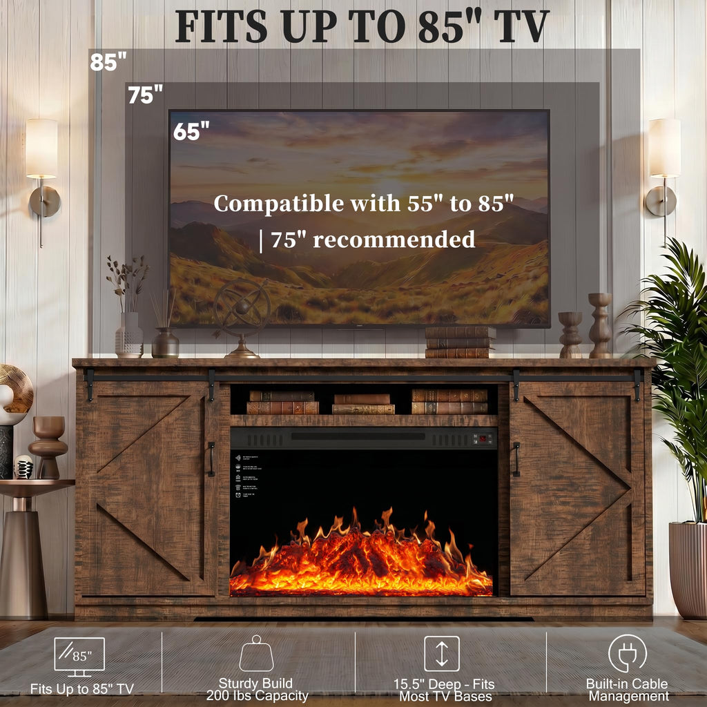 70", Entertainment Center for TV up to 80", Brown