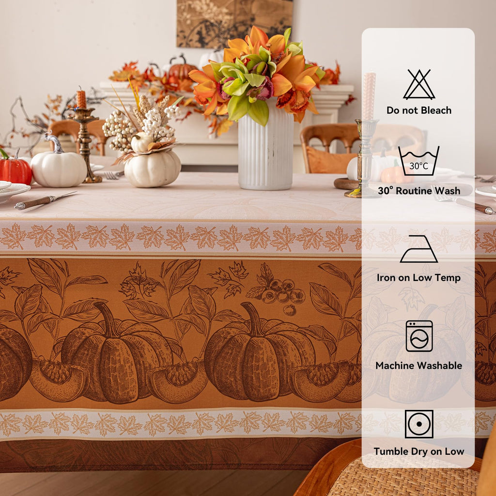 Fall Thanksgiving Rectangle Tablecloth 60 x 84 Inch, Orange