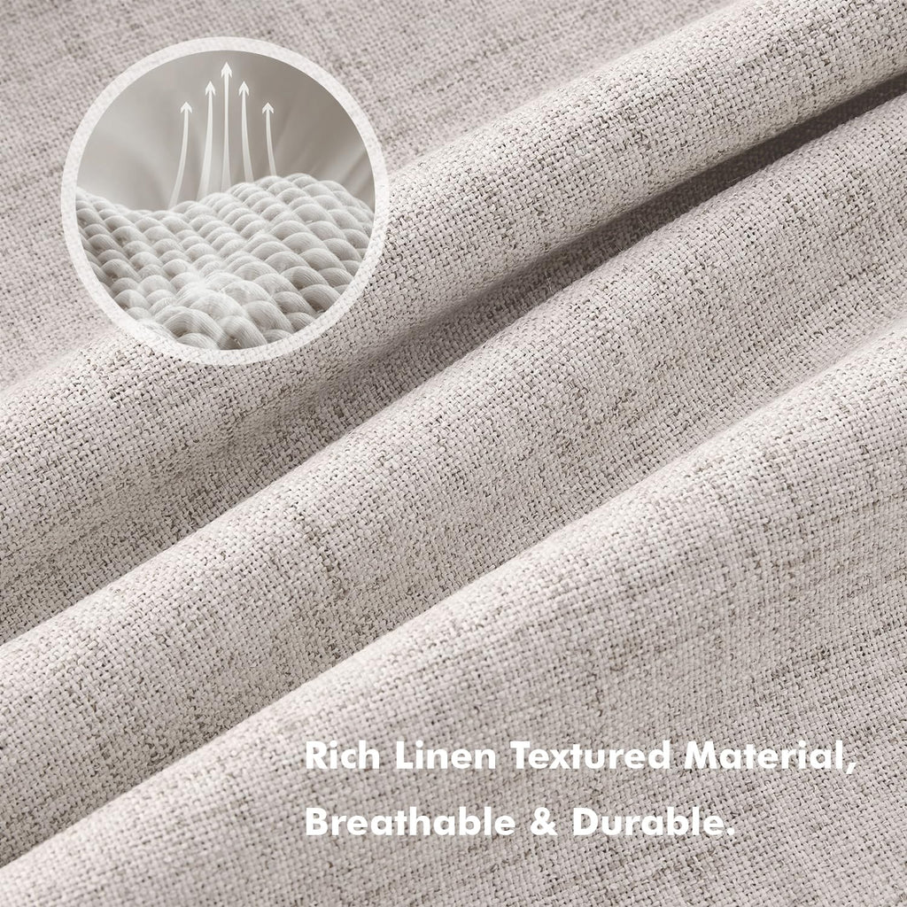 Extra Long 100% Blackout Linen Curtain 42x108 Inch Ivory