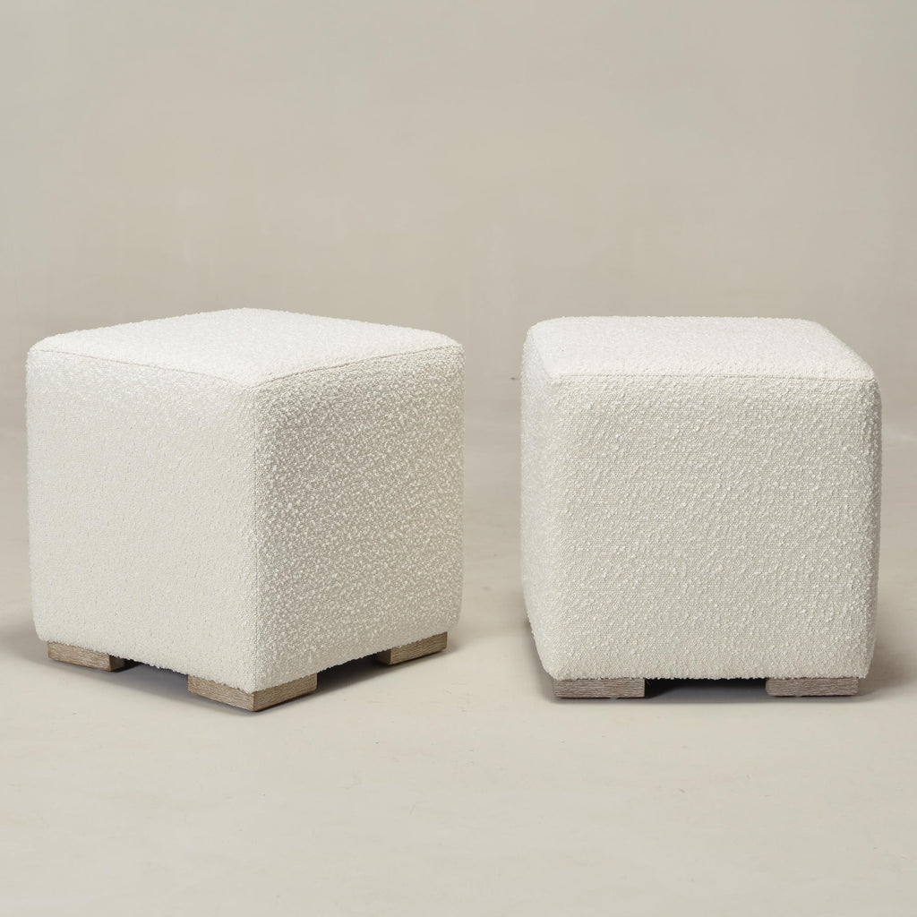 18.5" Wide Modern Square Boucle Ottoman Set of 2